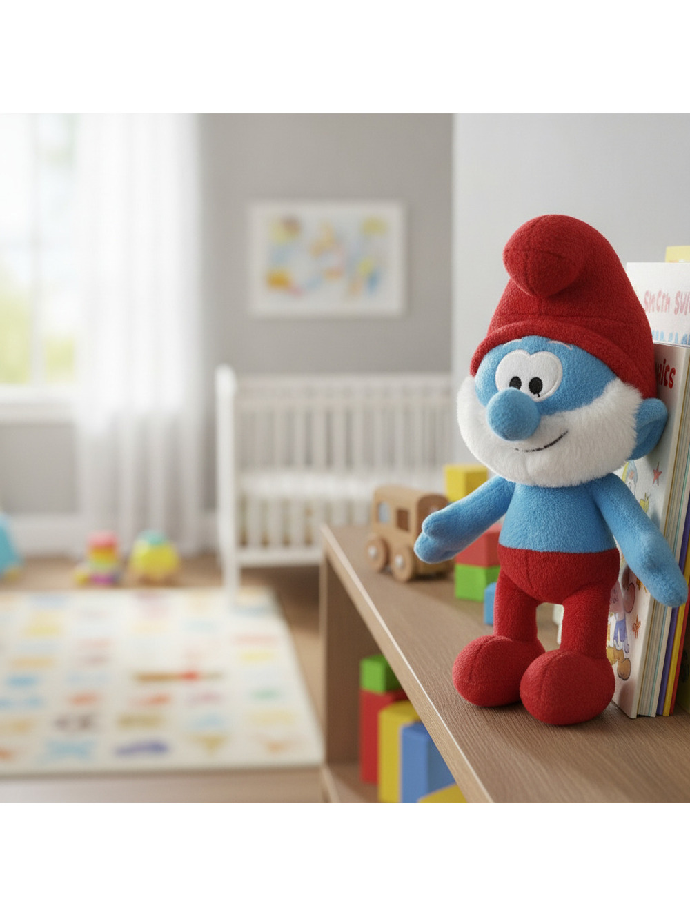 Papa Smurf Plush Teddy Bear for Kids, The Smurfs Movie Red Hat Cute Soft Toy GUC